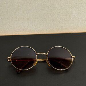 Vintage-Style Round Gold-Color Sunglasses with Dark Brown Tint Lenses